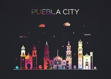 Puebla Mexico City Skyline