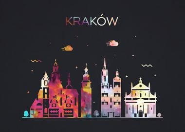 Krakow Poland City Skyline