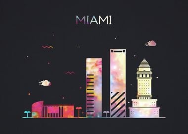 Miami Florida City Skyline