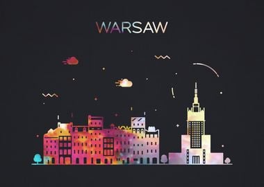 Warsaw Poland City Skyline