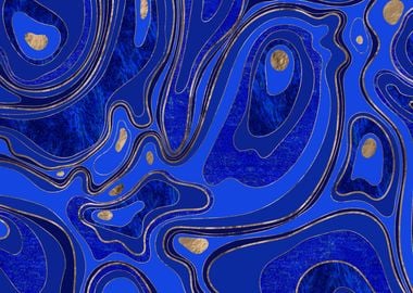 Marble Map blue and gold