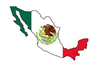 Mexican Flag Map Silhouett