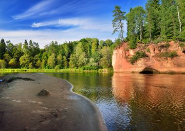 Sandstone Cliffs In Gauja 