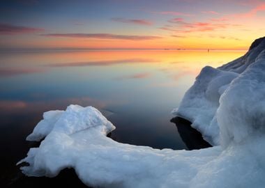 Baltic Sea Shore In Snowy