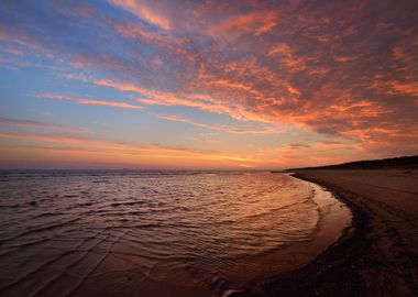 Sunset Baltic Sea Shore In