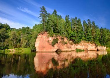 Sandstone Cliffs In Gauja