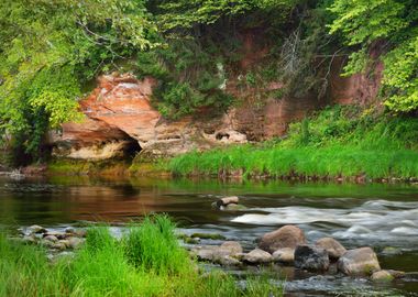 Sandstone Cliffs In Gauja 