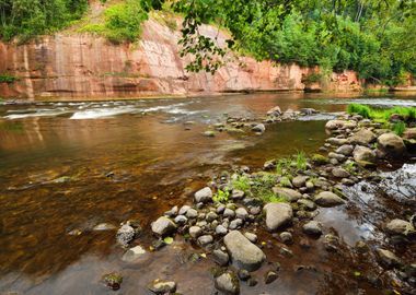 Sandstone Cliffs In Gauja