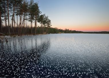 Frozen Lake Winter Sunrise