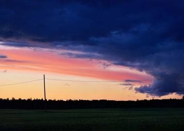 A Sunset Over The Field