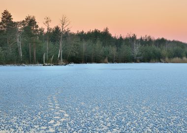 Frozen Lake Winter Sunrise