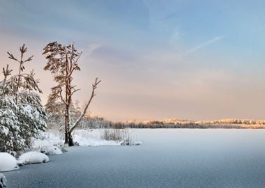 Frozen Lake Winter Sunrise