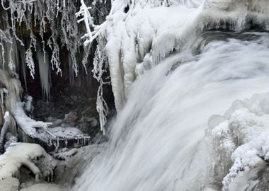 Waterfall In Winter With B