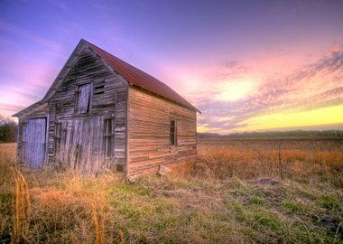 Old Barn At Sunset