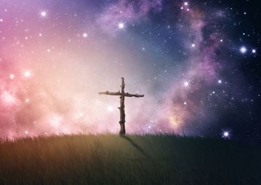 Wooden Cross With Stars