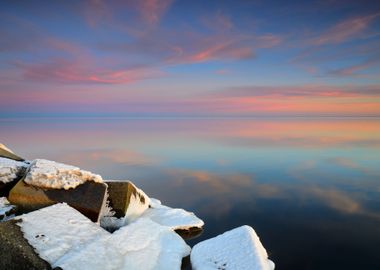 Baltic Sea Shore In Snowy