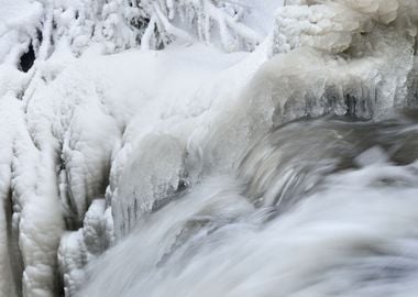 Waterfall In Winter With B