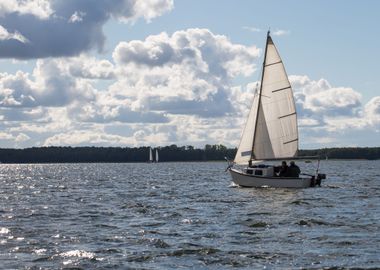 Lake Landscape With Yachts