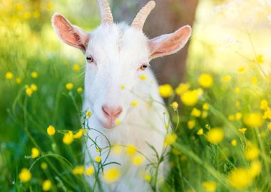 Cute Goat In Nature