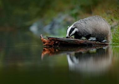 Badger In Forest Animal Na