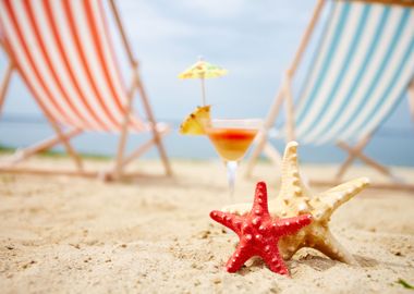 Sea Stars On Sandy Beach