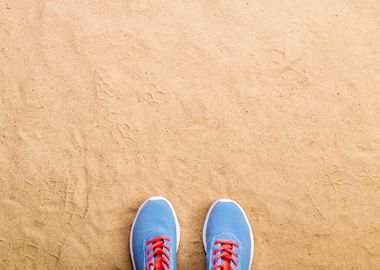 Blue Sports Shoes Laid On