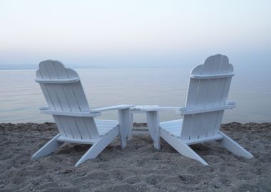 Empty Wooden Deck Chairs O