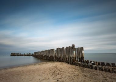 Beach With Old Military Bu