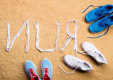 Running Shoes And Run Sign