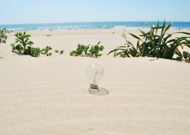 Lightbulb On Sand Global W