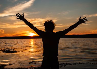 Happy Man Silhouette With