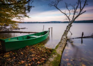 Lake Shore With Moored Boa