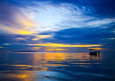 Sunset With Boat Samui Tha