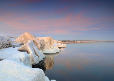 Baltic Sea Shore In Snowy