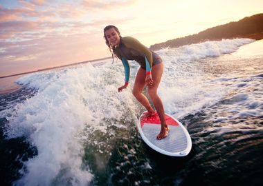 Woman On Surfboard