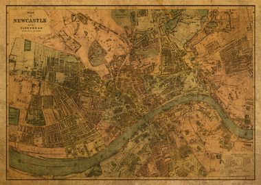 Vintage Map of Newcastle