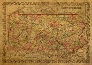 Old Pennsylvania Map 1856