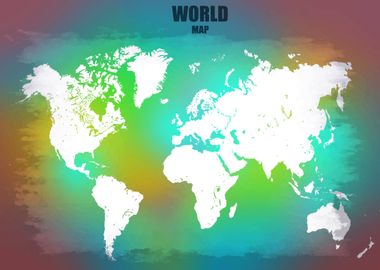 World Map Rainbow Oceans