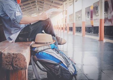 man traveler with map