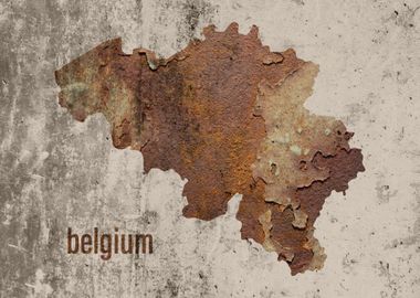 Belgium Map Rusty Cement