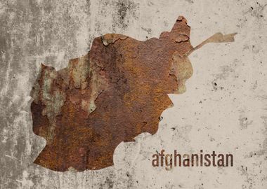 Afghanistan Map Rusty