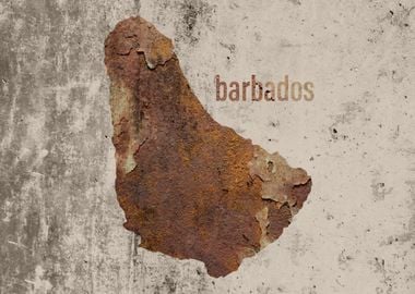 Barbados Map Rusty Cement