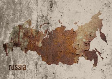 Russia Map Rusty Cement