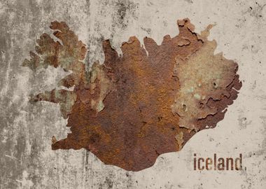 Iceland Map Rusty Cement