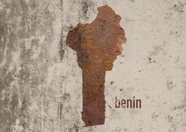 Benin Map Rusty Cement