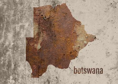 Botswana Map Rusty Cement