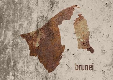 Brunei Map Rusty Cement