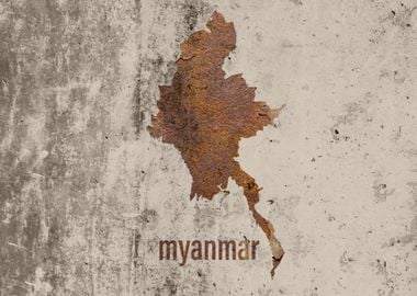 Myanmar Map Rusty Cement