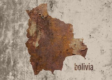 Bolivia Map Rusty Cement