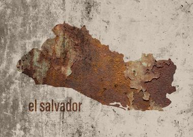 El Salvador Map Rusty Art